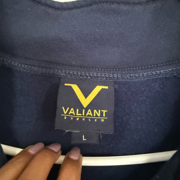 Valia Men's Navy Zip-Up Sweater‎ - Picture 2 of 8